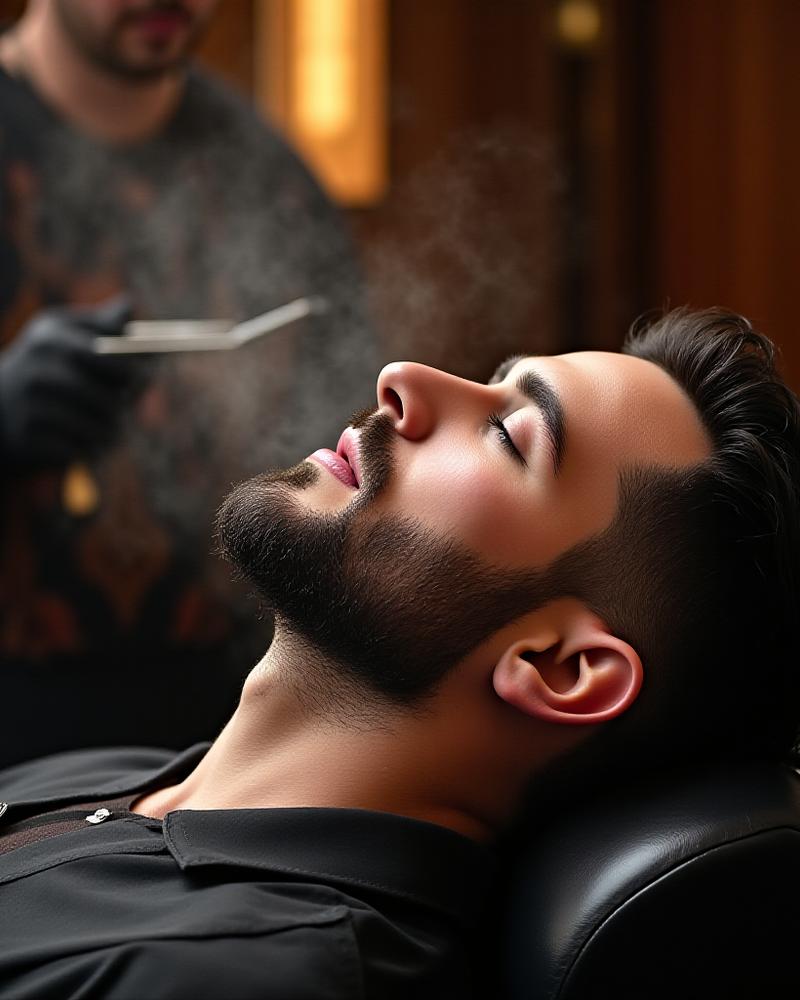 Le Marié profitant d'un service de rasage traditionnel de luxe